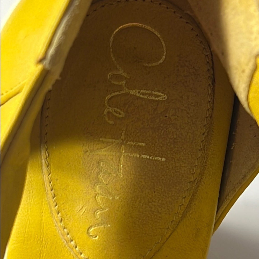 ☀️EUC Cole Haan Yellow Wedge Sandals size 8 ☀️ Cole Haan Yellow Wedge Sandals - Picture 12 of 14